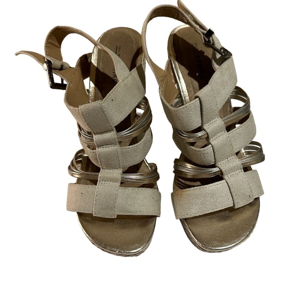💜3/$15 CALL it Spring Women’s metallic wedge sandals size 7.5